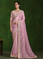 Crush Paper Silk Dusty Pink  Wedding Wear Sequence Work Saree